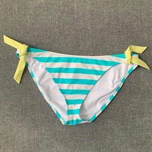 Aeropostale teal & white stripe bikini bottom lrg